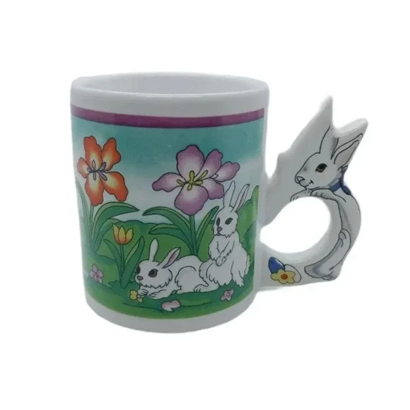 Easter/Spring Coffee Mug, Bunny Shaped Handle - Picture 1 of 7